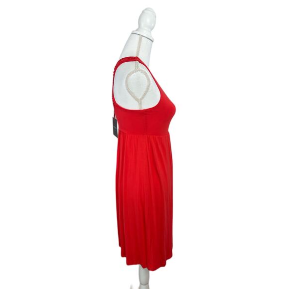 NWT Cynthia Rowley Halter Pull On Red Orange Stretch Cross Back Dress Size XS - Picture 2 of 12